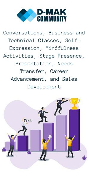 Conversations, Business and Technical Classes, Self-Expression, Mindfulness Activities, Stage Presence, Presentation, Needs Transfer, Career Advancement, and Sales Development